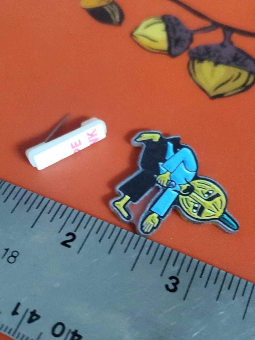 Parappa Onion-Head Character Acrylic Pin in Bright Yellow & Teal